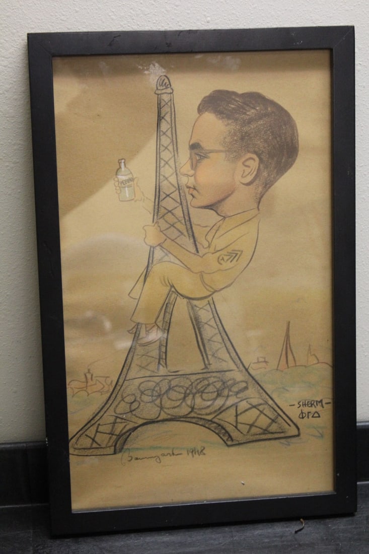 A 1948 Pencil Drawing: signed by artist, but cannot decipher who the artis was - overall= 17 1/2" x 11 1/8"