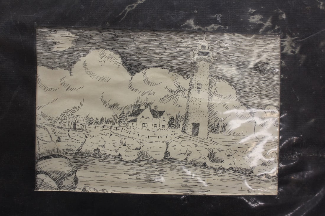 An Engraving by Alicia Diaz: unframed - overall= 14" x 11" - sight= 9" x 6"