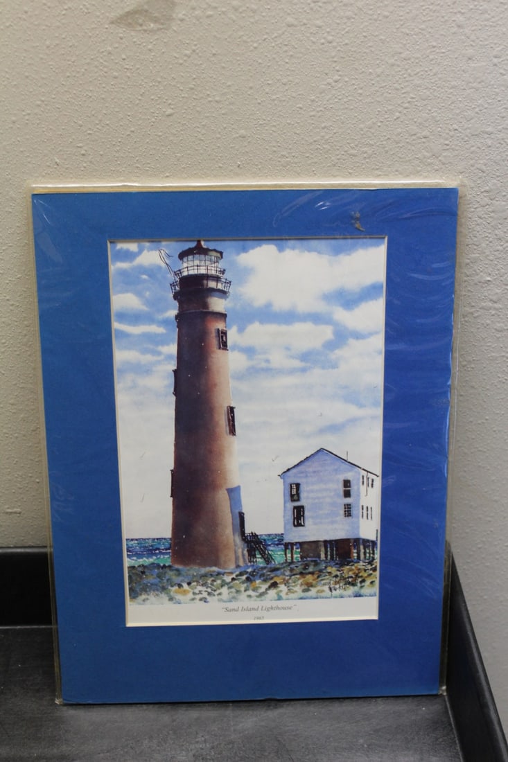 A Lighthouse Print: overall= 12" x 9 1/4"