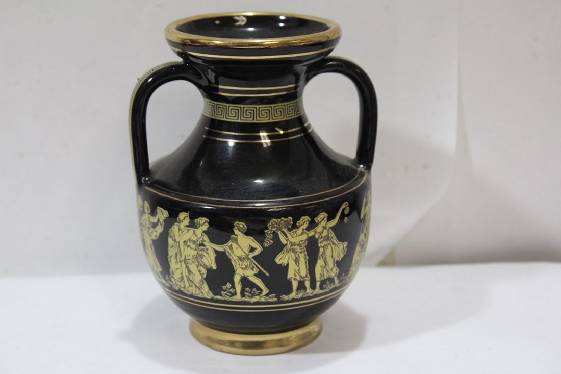 Gold Gilted Neofiton Greece Ceramic: 5" tall
