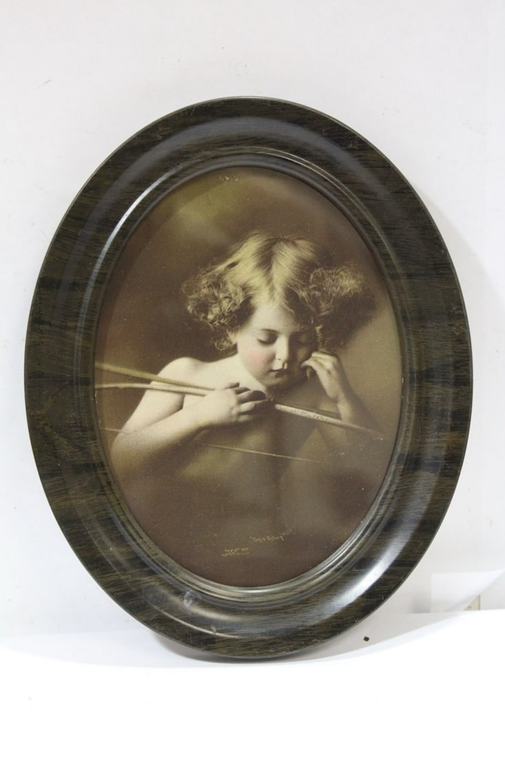 A Vintage Baby Print: framed - 10" across- "Ohio Art"
