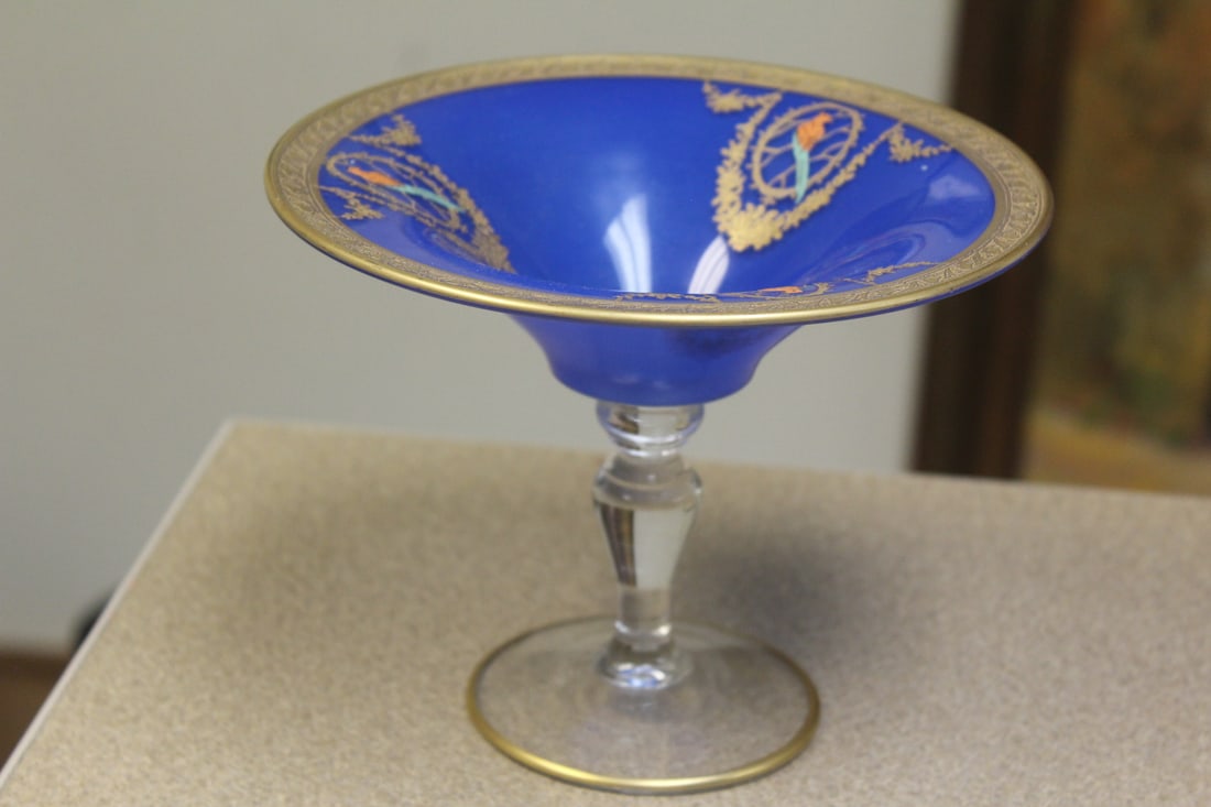 Applied Glass Compote: 5 1/4" tall
