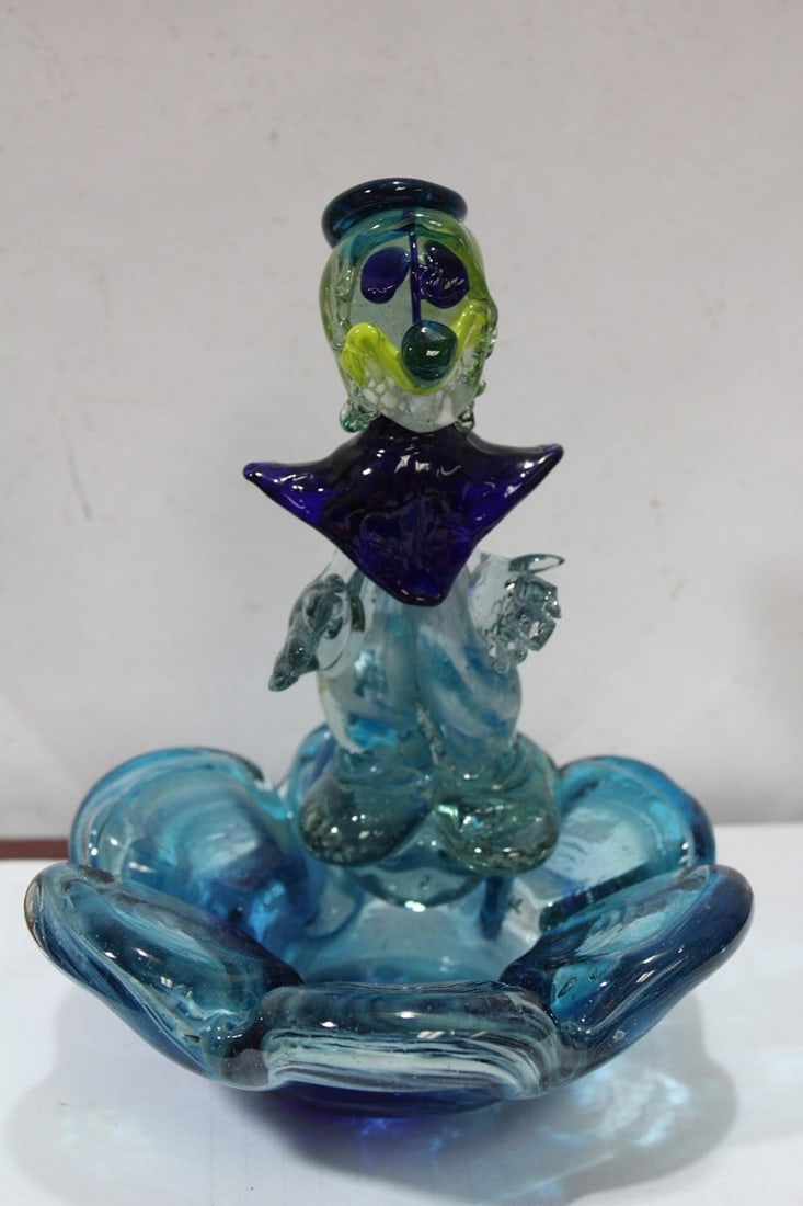A Murano Glass Clown Ashtray: 7 1/2" tall