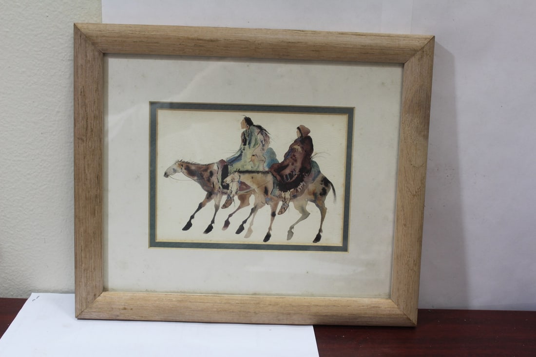 An Indian Motif Framed Print: 12 5/8" x 10 3/8"