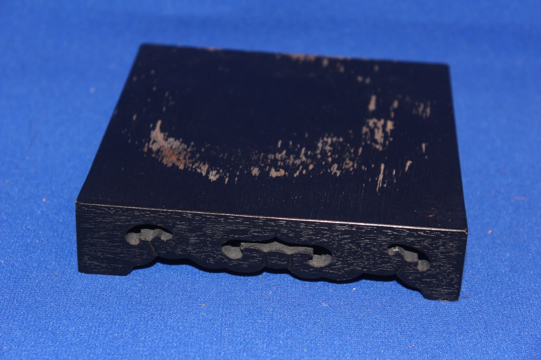 A Vintage Carved Square Wooden Stand: most likely Japanese - nicely carved - 5" square
