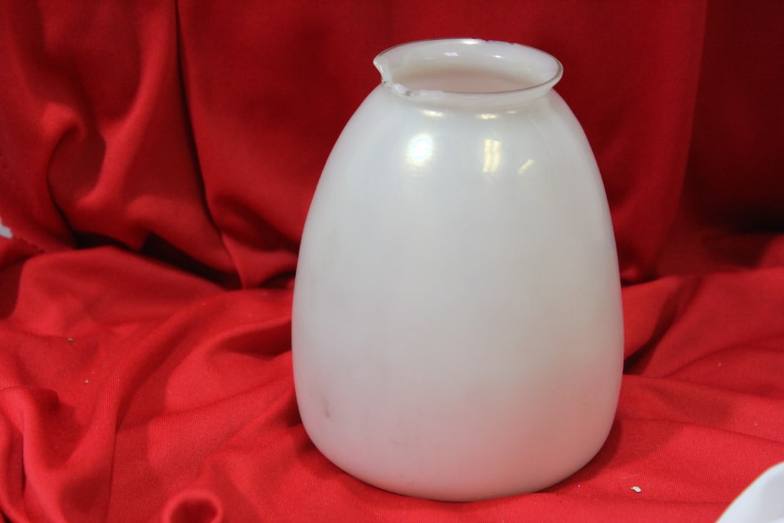 A Vintage Calcite? Lamp Shade: please note: chips inside both - 5" tall x 1 3/4" in diameter