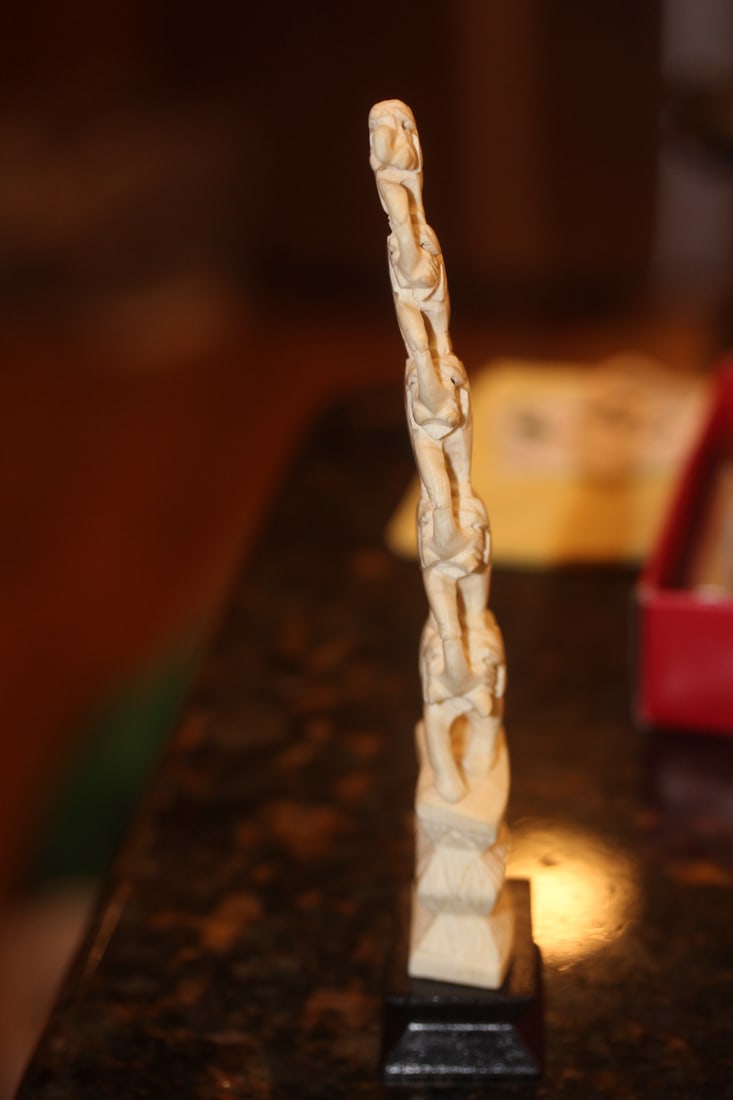 Bone Elephants on Stand - 4