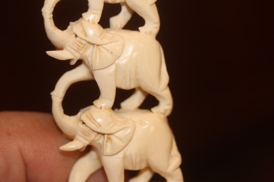 Bone Elephants on Stand - 5
