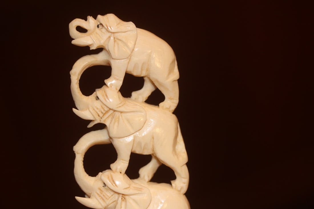 Bone Elephants on Stand - 6