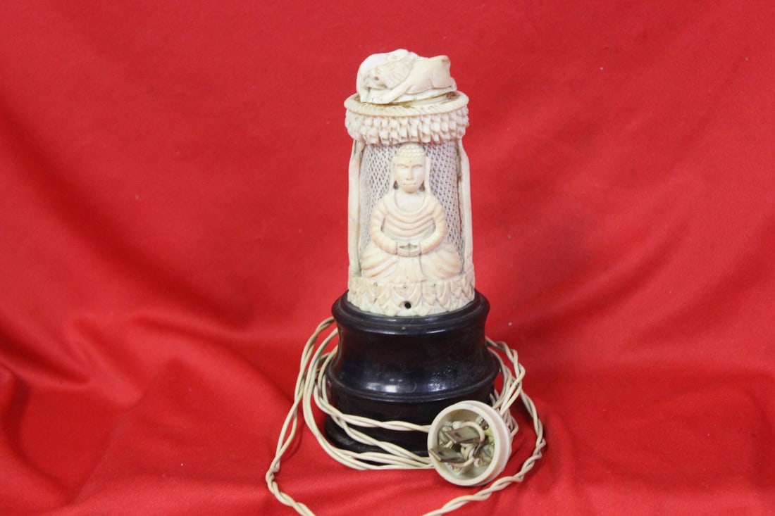 A Carved Bone Lamp - 2