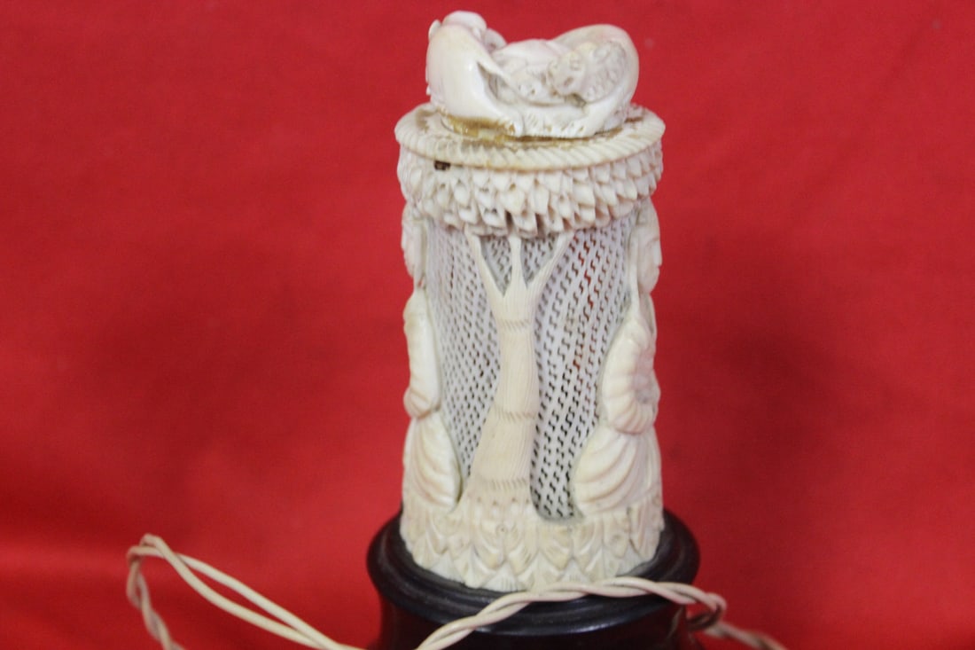 A Carved Bone Lamp - 6