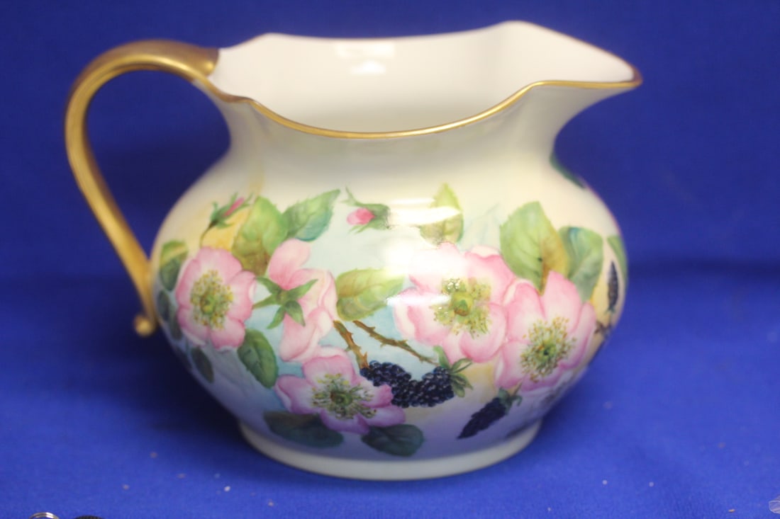 Limoges Pitcher: France - 7 1/4" wide, including the handle - hand painted