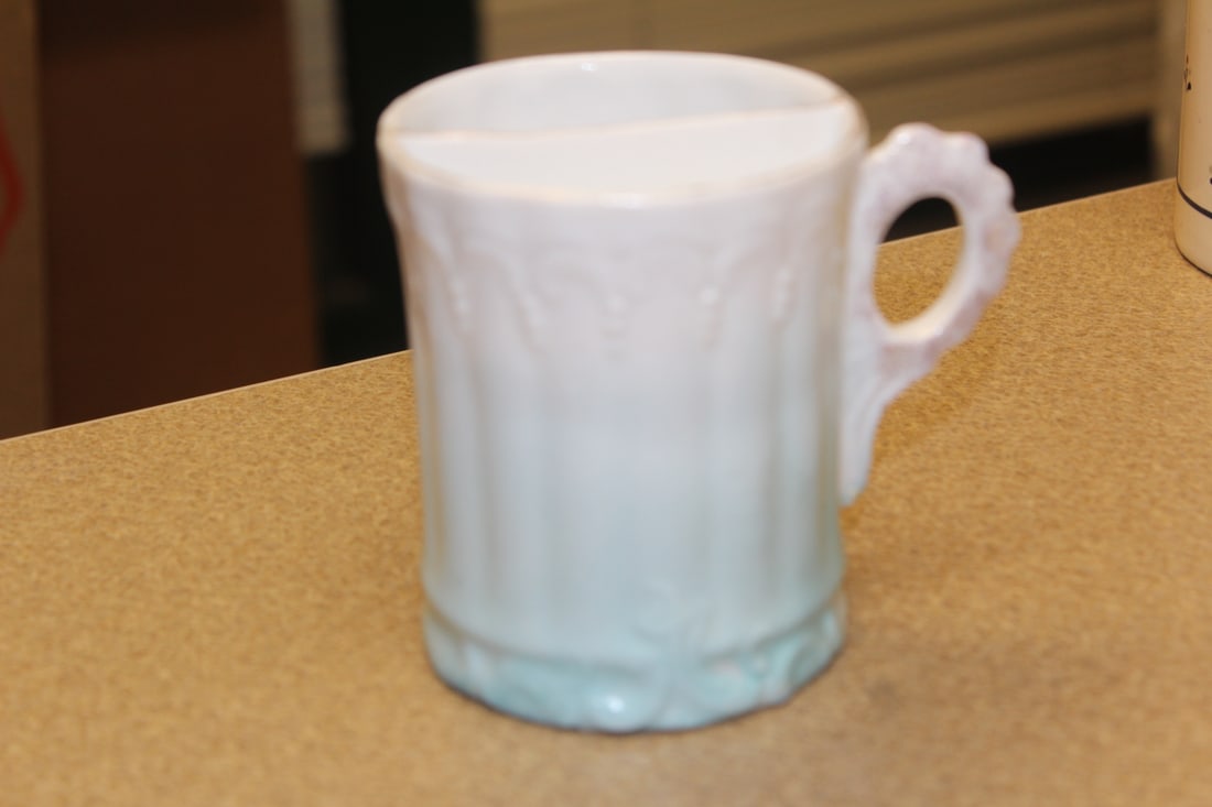 Shaving Cream Mug: initial incised on the bottom of it, but do not know what it says - early 20th century - 3 5/8" tall
