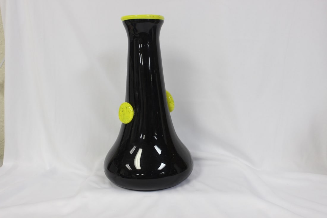 A Signed Art Glass Vase: 11" tall