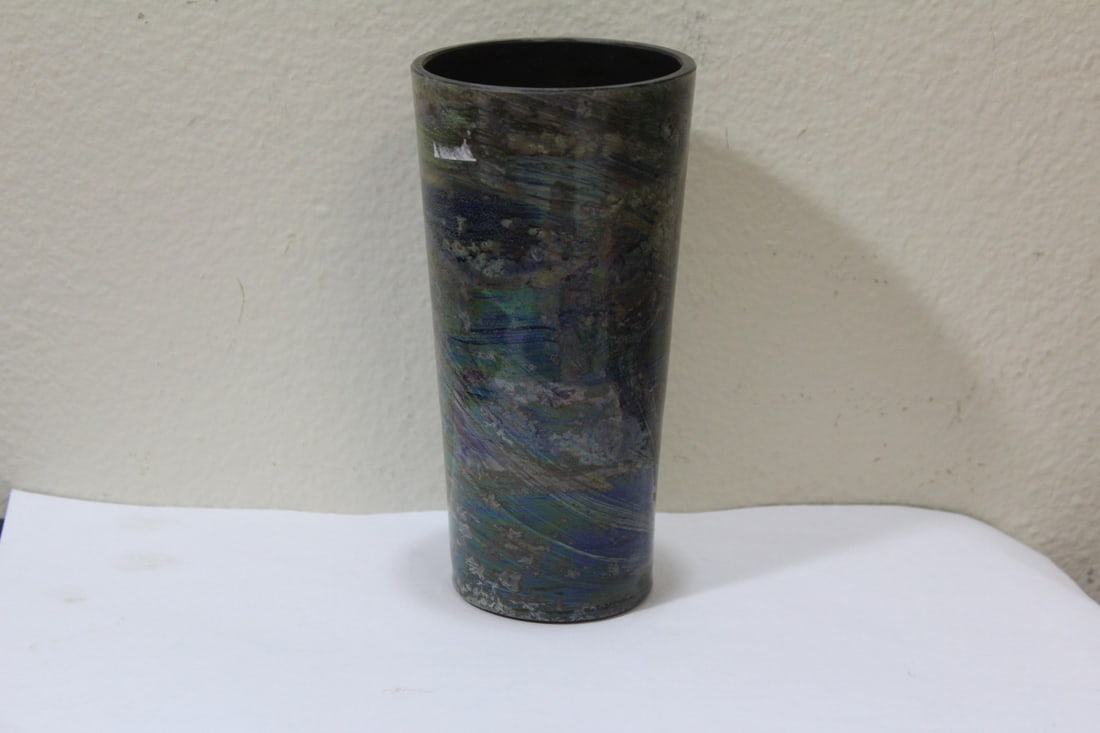 An Art Glass Tumbler: appears to be well made - please note: chip - 5 1/4" tall