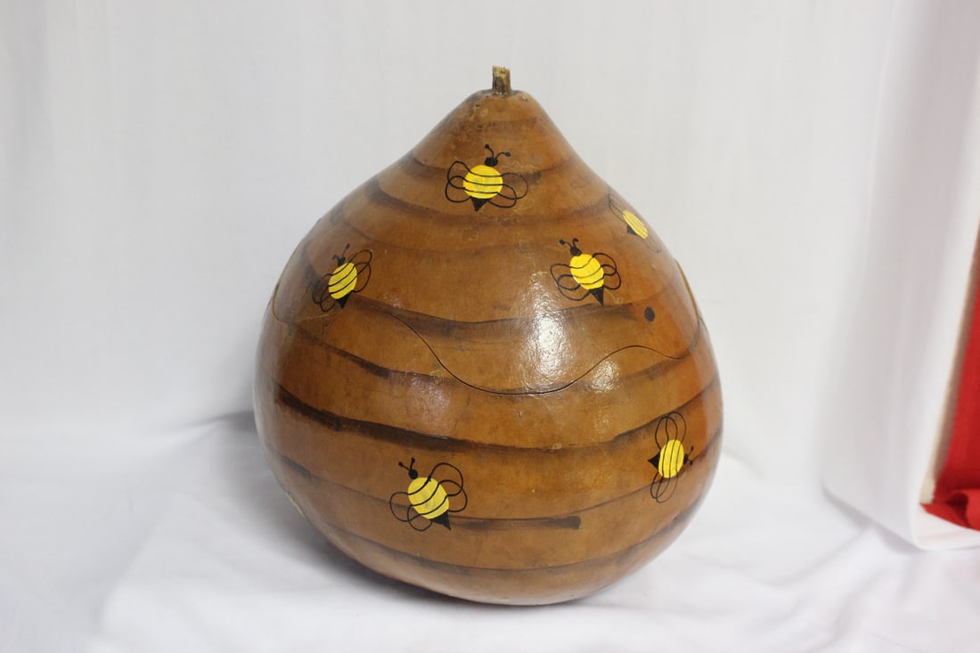Gourd Container - Honey Bees: 10 1/2" tall