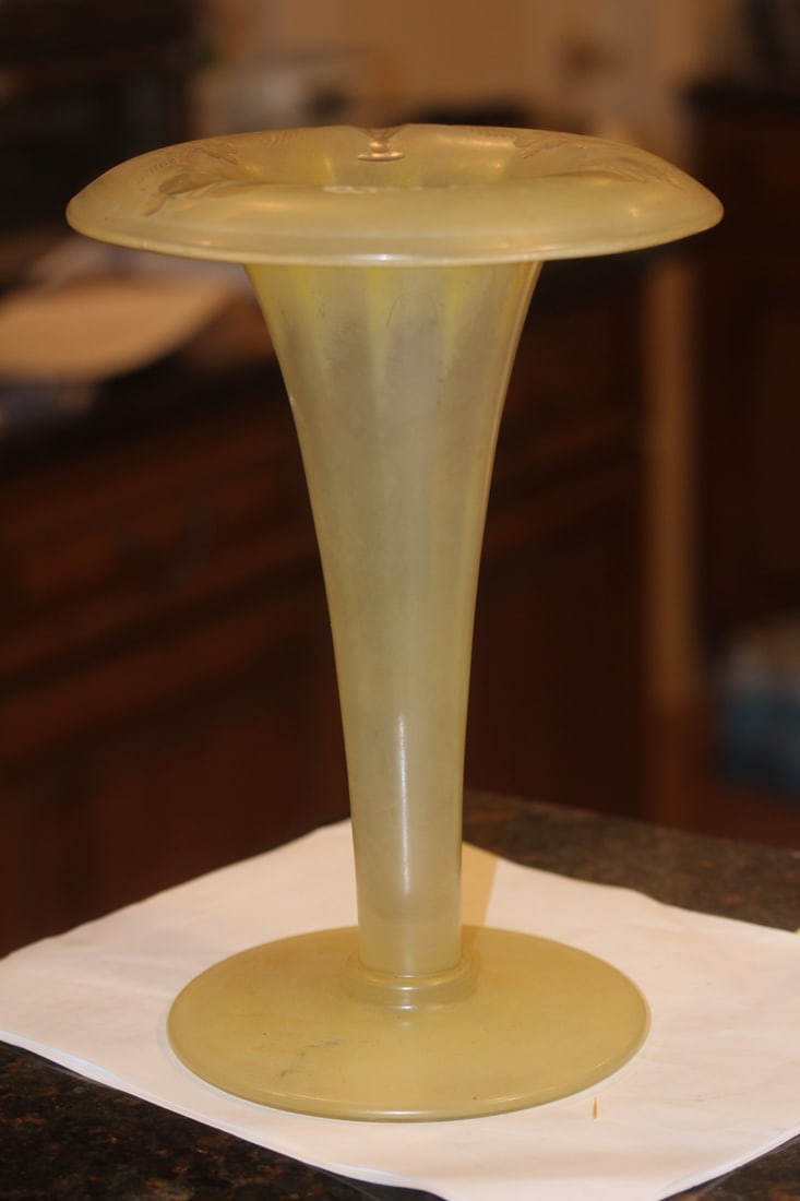 Beautiful Cut Glass Trumpet Vase: appeared to be iridescent style - 11" tall