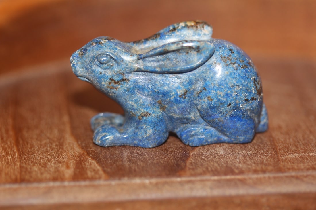 Small Lapis Lazuli Gemstone Rabbit: 2 inches across