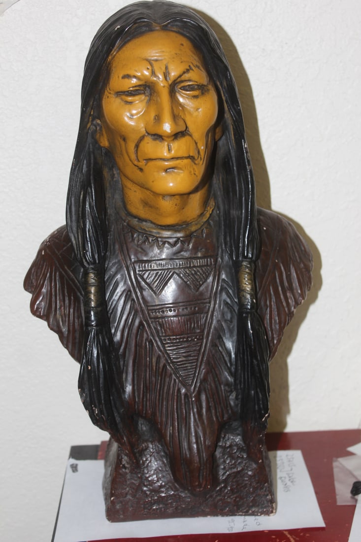 Chalk Indian Statue: approximately 100 years old - minor wear - 16 inches tall