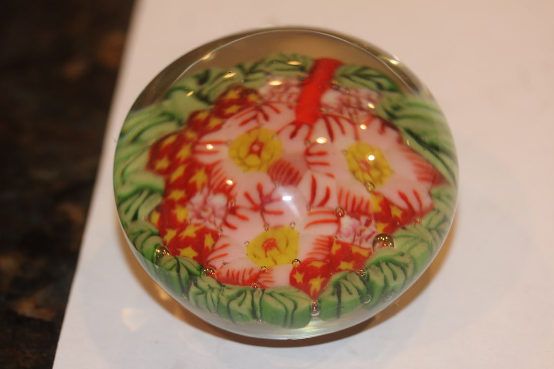 Art Glass Paperweight: 2 1/2" in diameter