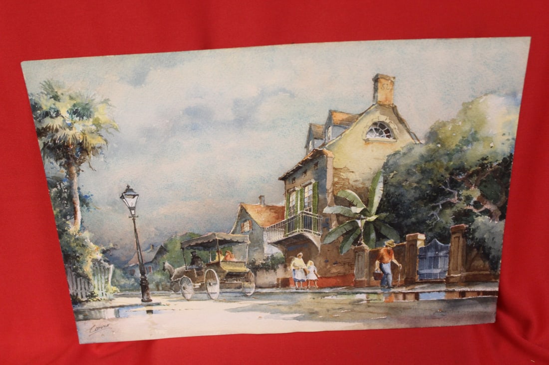 A Watercolour by Caruso: unframed - 14" x 10 1/4"