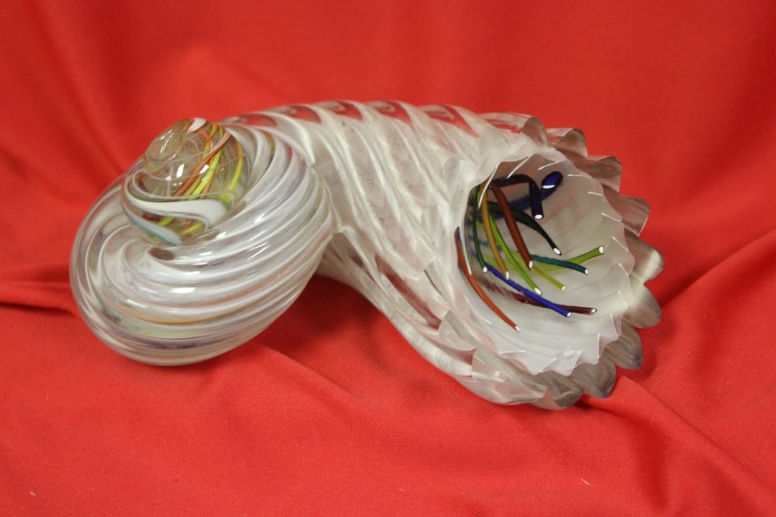 A Breathtaking Art Glass Snail: signed -possibly by Murano artist - 6 1/2" across