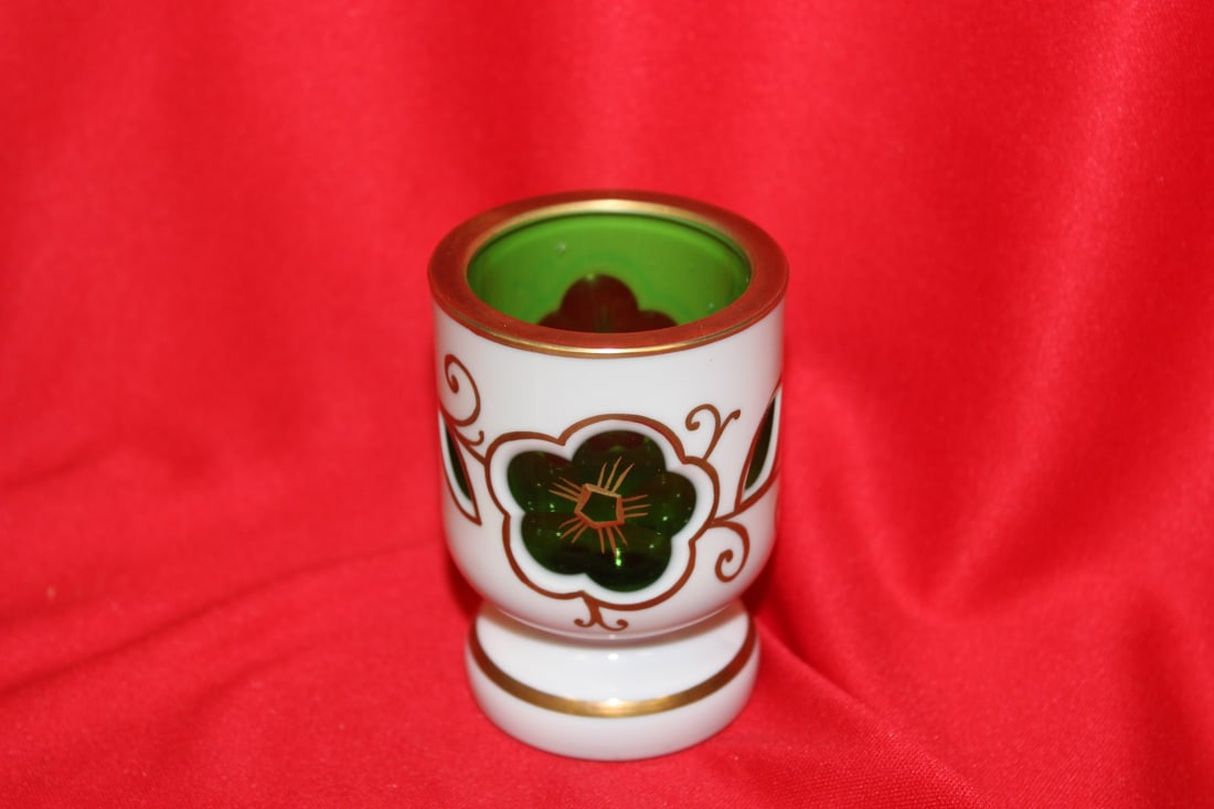 A Bohemian Toothpick Holder: 3" tall