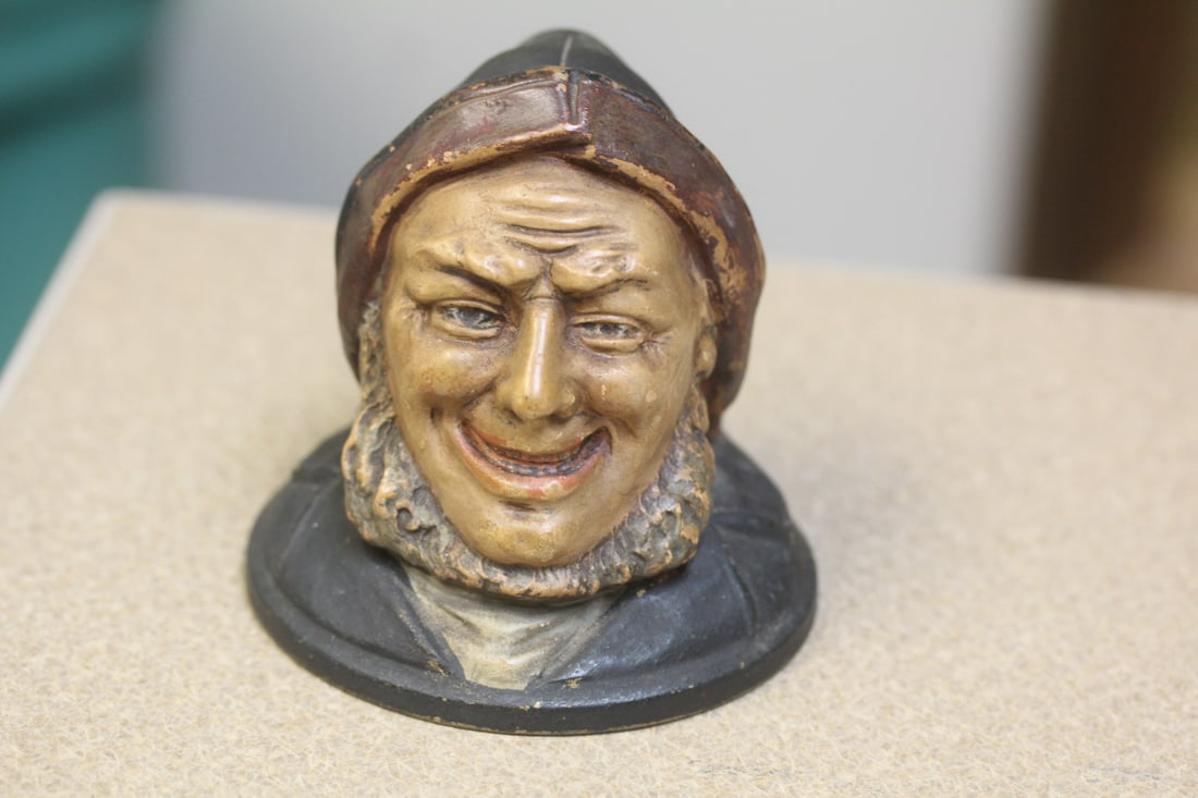 Antique Captain Small Pottery Bust?: 4 3/4" tall - please note: chip on base as shown