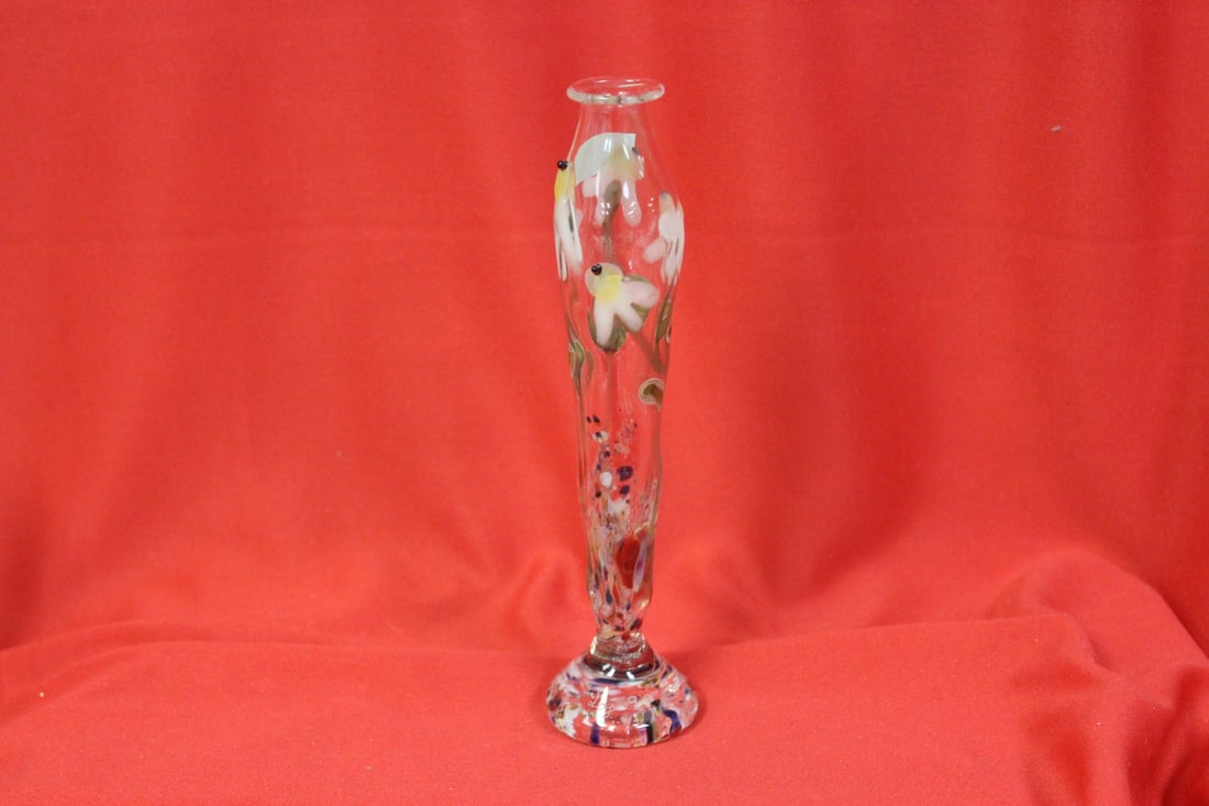 An Art Glass Bottle/Vase: signed on the bottom - 6 1/2" tall