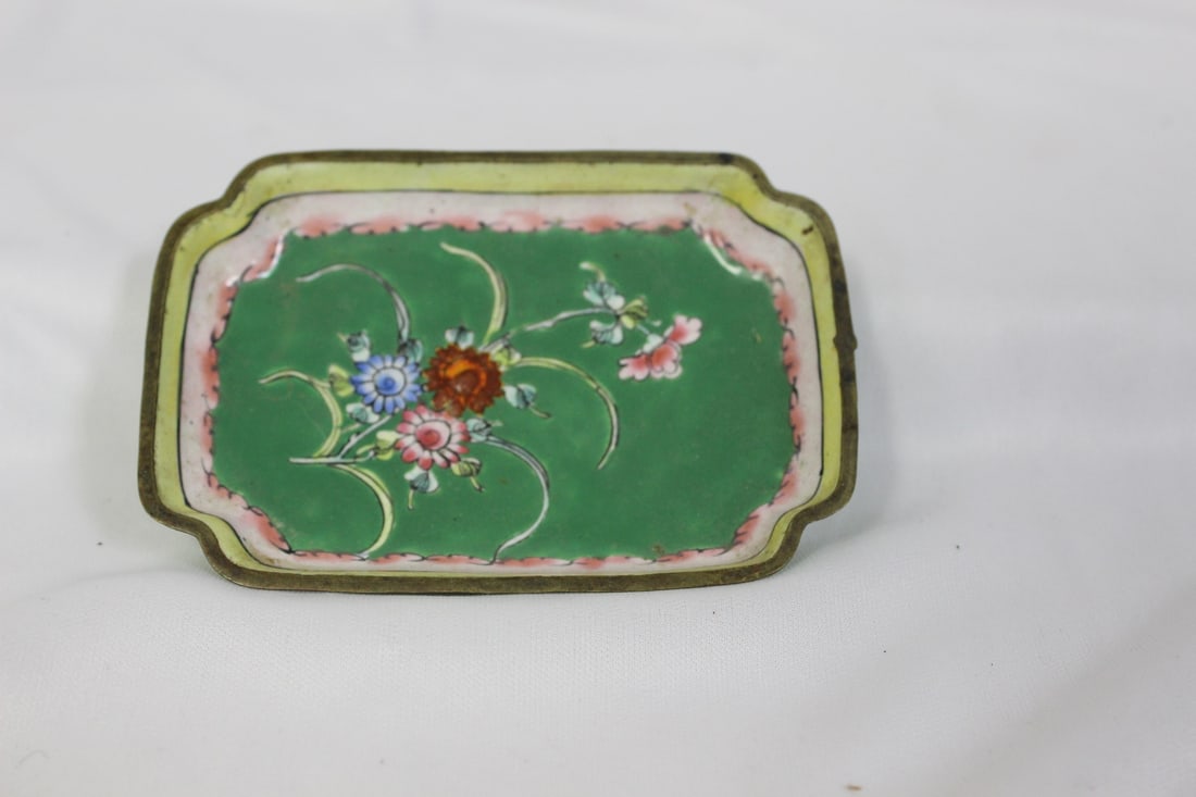 A Vintage Enamel Long Dish: marked China - 4" x 2 3/4"