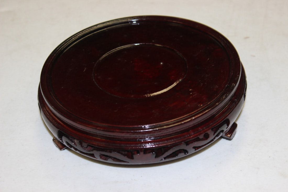Carved Wood Stand: Inside diameter is 5 1/2".