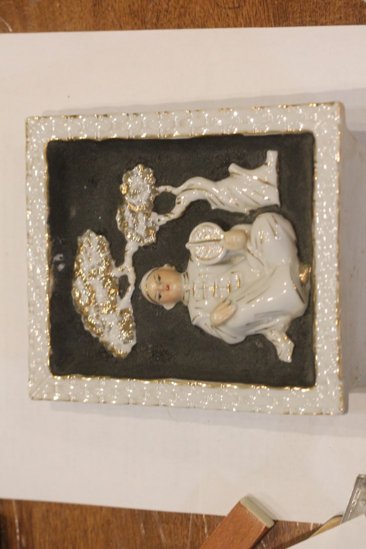 Japanese Ceramic Wall Pocket: 6" x 5 1/8"