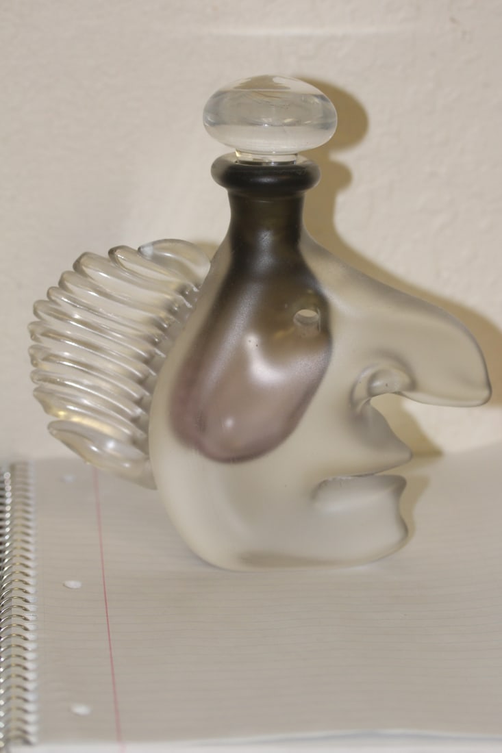 Signed Artglass Parfume Bottle: signed Karlin Rushbrooke - 7 inches tall