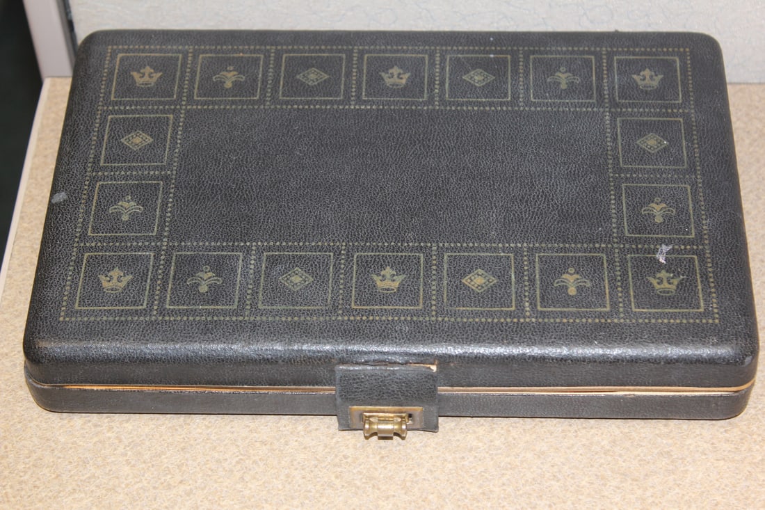A Jewelry Case: 10 1/4" across - possibly leather