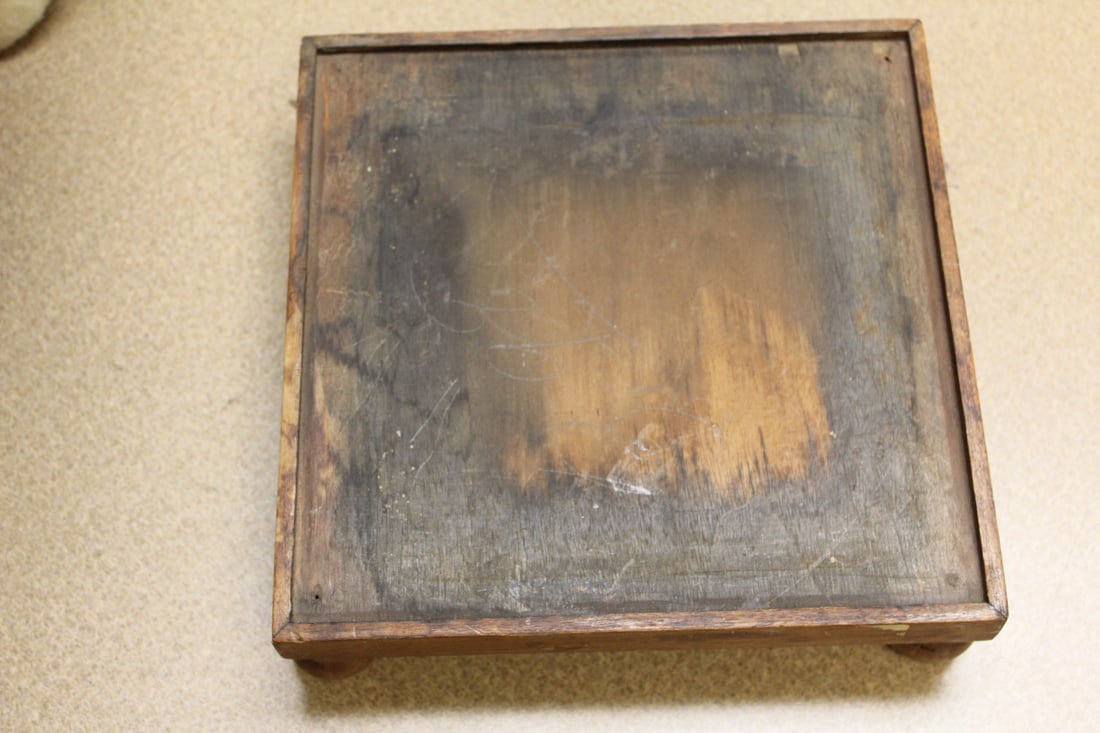 Vintage Rectangular Wooden Stand: inside diameter= 8" x 8"