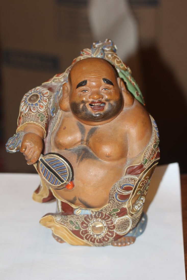 Japanese Kutani Ceramic Hotei: 8 inches tall