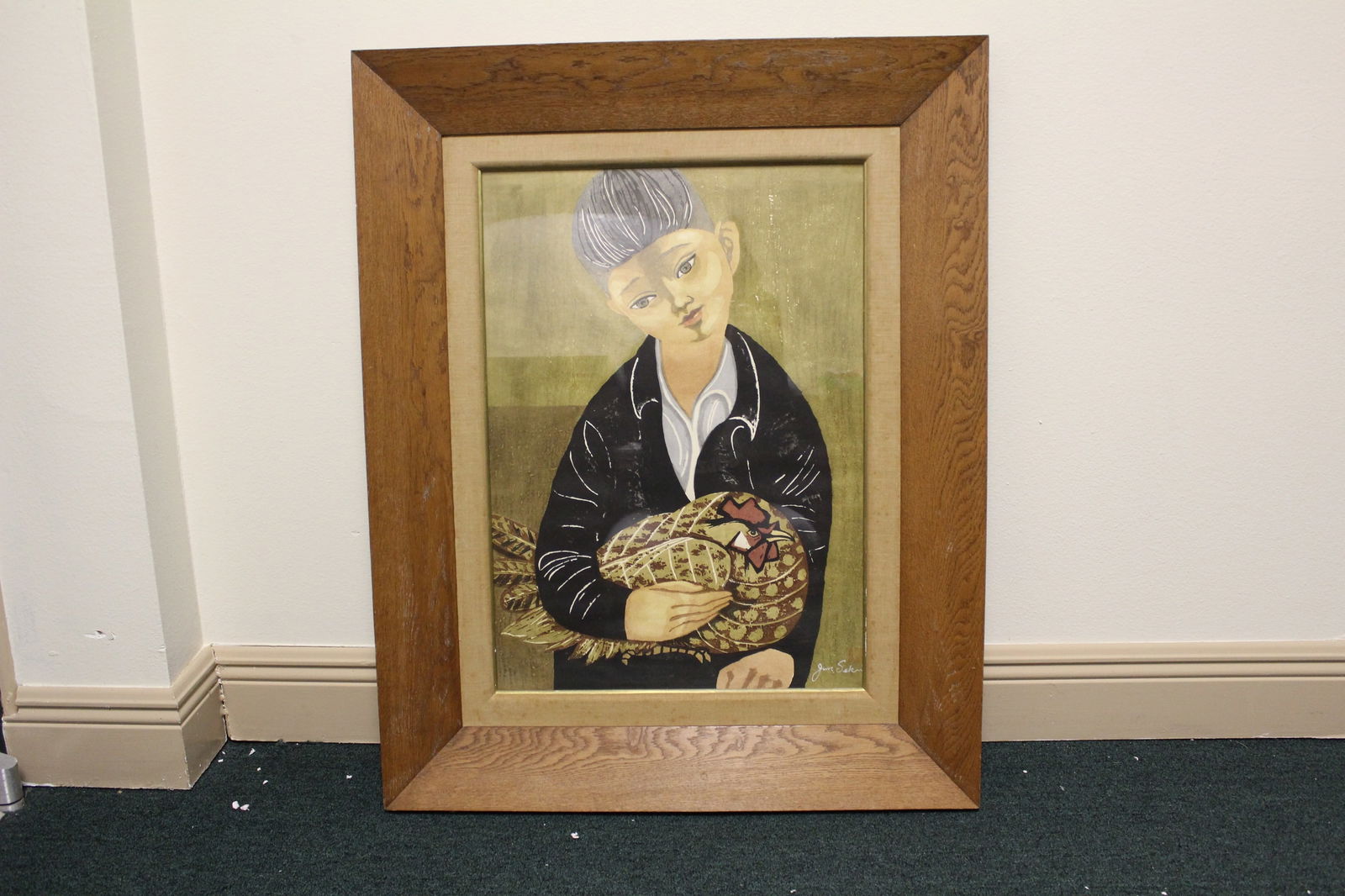 A Vintage Woodblock Print or Pastel: by Junichiro Sekino - seal and signed - overall= 28" x 35" - sight= 17 1/2" x 24 1/2"