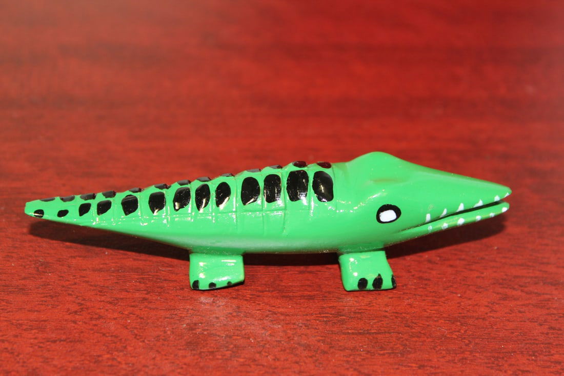 A Small Wooden Alligator: 4" long
