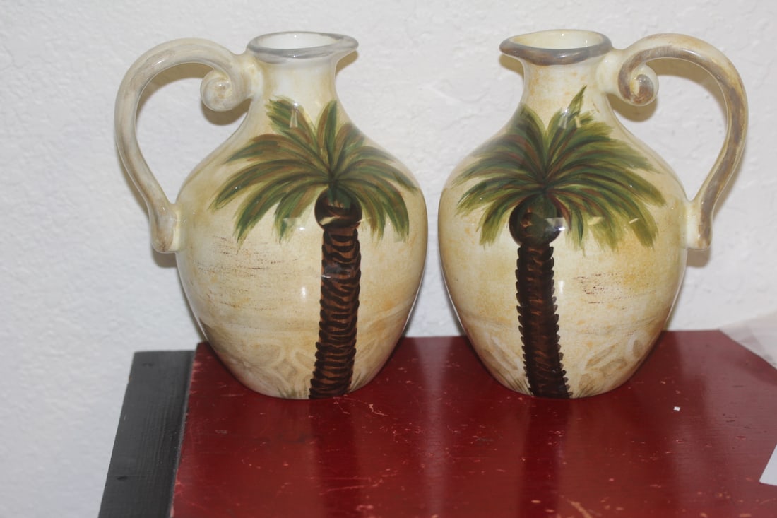 Pair of Ceramic Cruets: 6 inches tall each