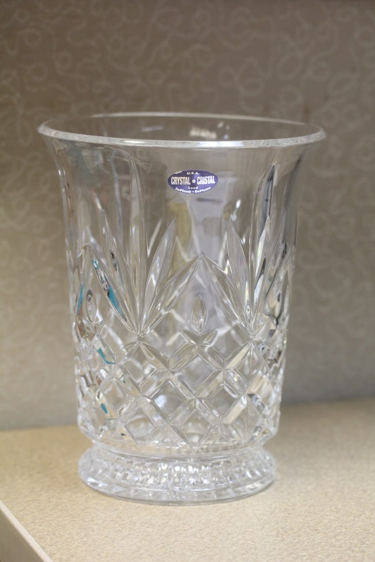 Crystal Vase: nice cut - 7 5/8" tall