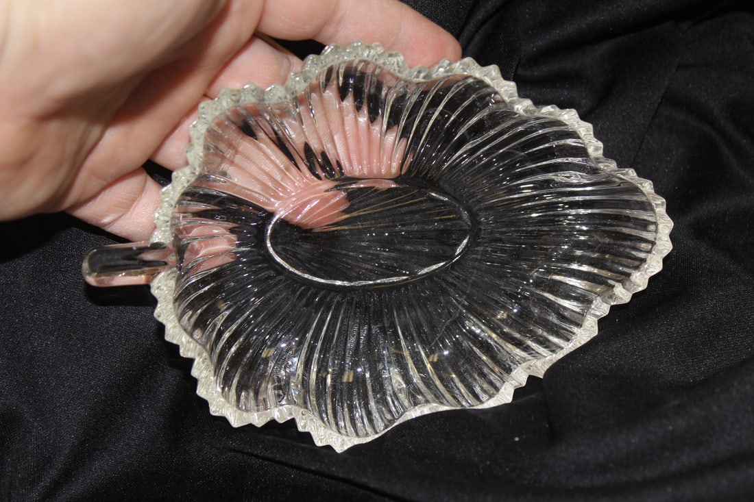 A Clear Leaf Glass Dish - 2