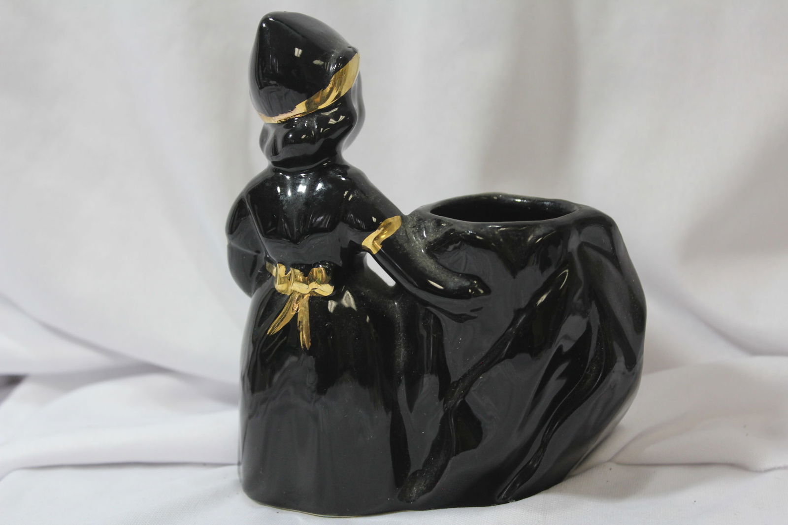 A Black Ceramic Planter - 3