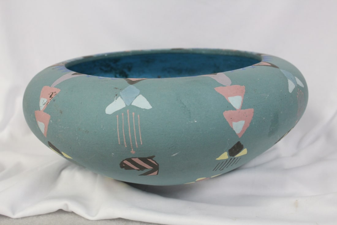 A Richard Frideaux Art Pottery Bowl: 4 3/4" tall - 12 3/8" in diameter