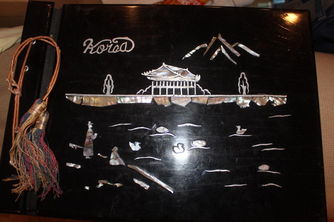 Vintage Mother of Pearl Photo Album: early to mid 20th century - from Korea - inside empty - 14 7/8" x 10 3/4"