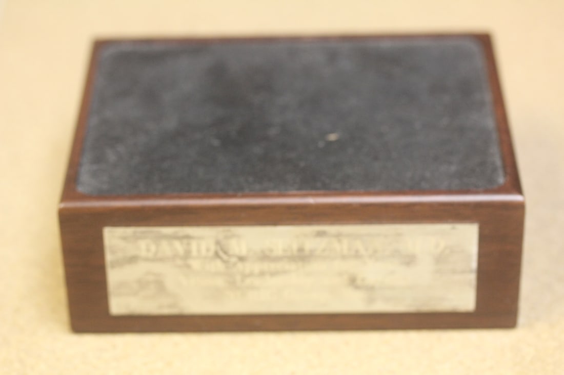 A Felted Wooden Block Stand: 5 inches across