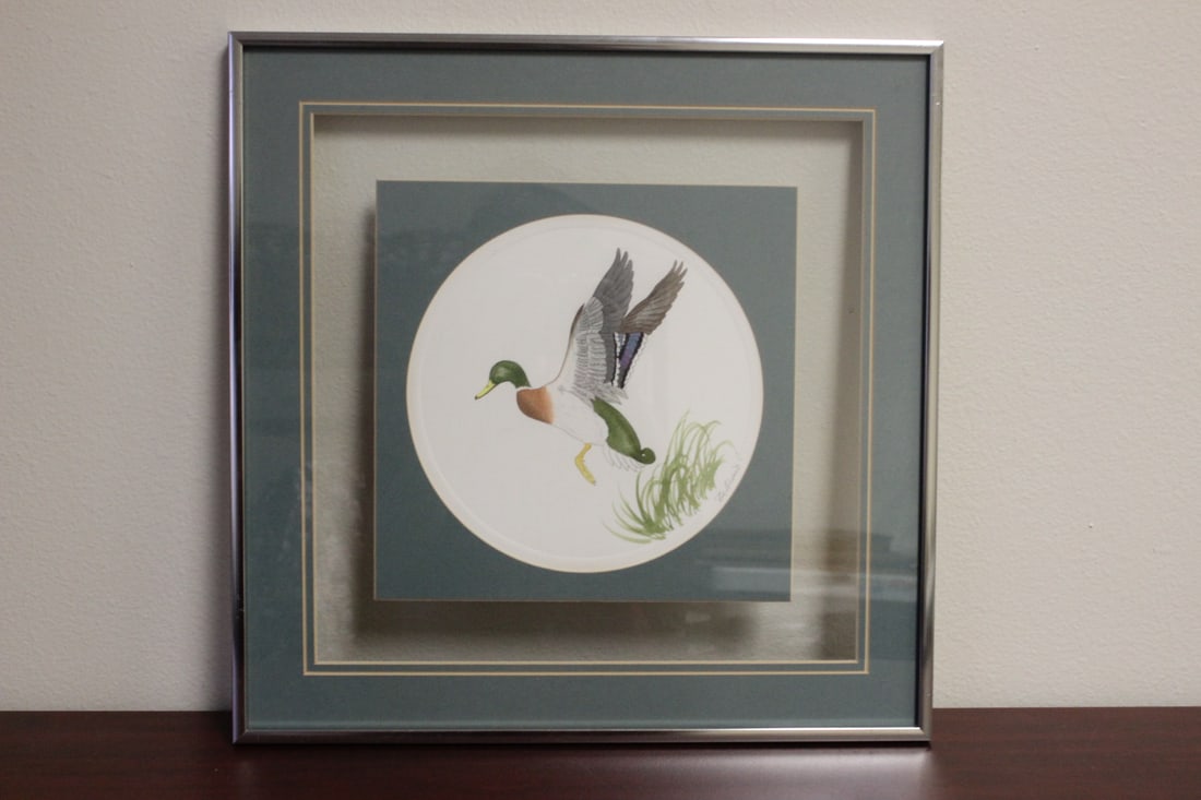 A Pencil Signed Etching/Lithograph/Watercolour: nicely framed - overall= 16 1/4" square