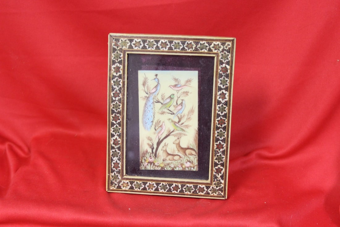 A Handpainted Article: most likely on a bone - looks to be old, but exact age unknown - overall= 6 1/4" x 4 3/4"