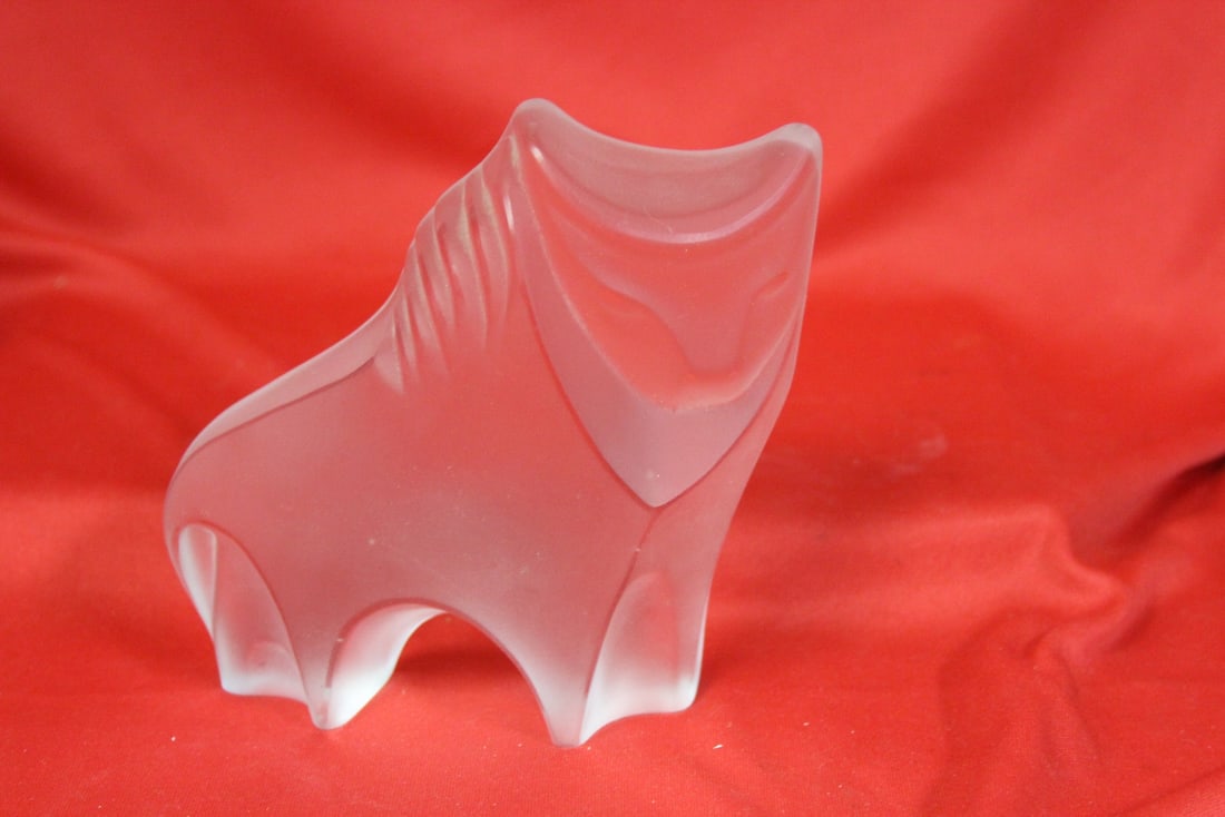 A Frost Glass Lion: 5" long