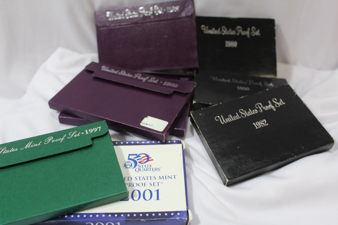 Lot Of 9 Coin Sets: some are proof