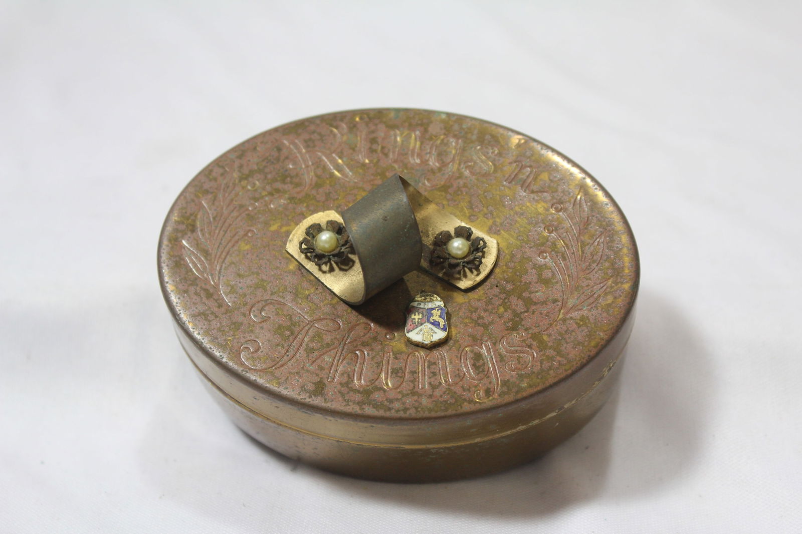 A Copper Trinket Box: 3 3/4" across